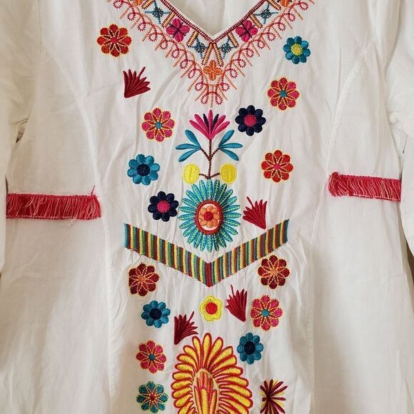 SHINEFLOW Women's Embroidered Mini Dress Bohemian Size Medium - Picture 3 of 7